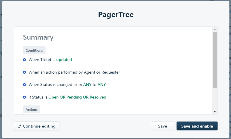 PagerTree confirmation dialog